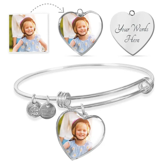 Heart Shaped Personalized Photo Bracelet Charm ShineOn Fulfillment