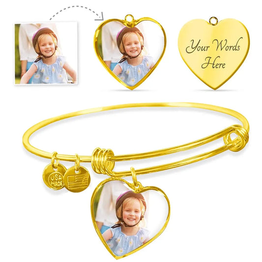 Heart Shaped Personalized Photo Bracelet Charm ShineOn Fulfillment