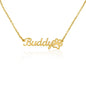 18k Yellow Gold Finish / Standard Box Personalized Paw Print Name Necklace