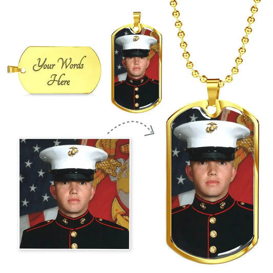 Military Chain (Gold) / Yes Remembering Our Heroes Dog Tags