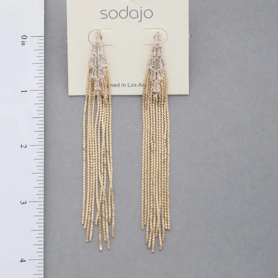 Gold Sodajo Crystal Metal Chain Dangle Earring