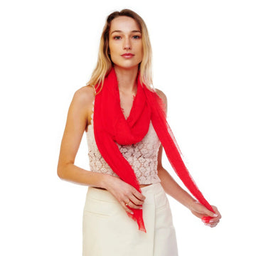 Red Solid Oblong Scarf