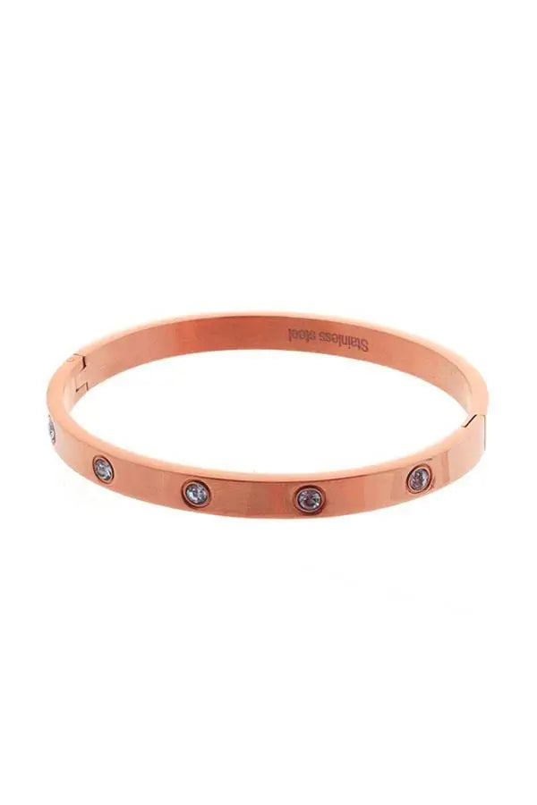 Rose Gold Stainless Steel Cubic Metal Bracelet