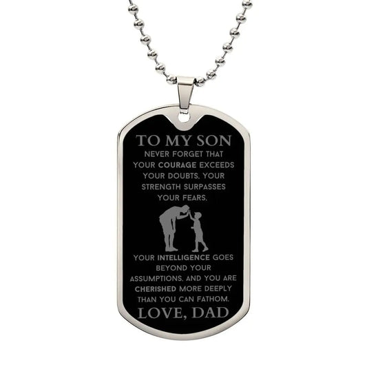 Silver / No To My Son Dog Tags
