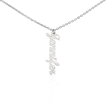 Polished Stainless Steel / Standard Box Vertical Name Necklace