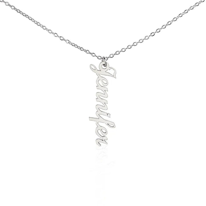 Polished Stainless Steel / Standard Box Vertical Name Necklace