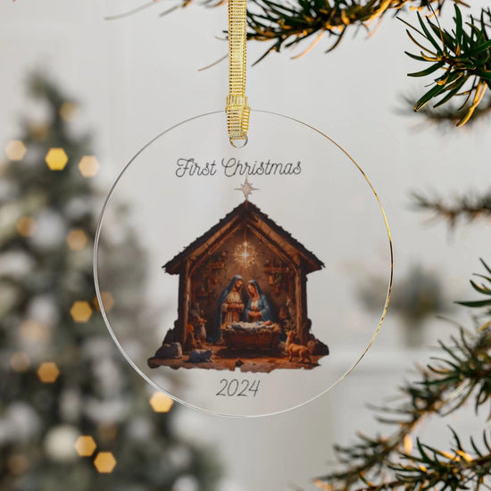 AnchorFinds.com Accessories 1 pc Basic No Name/2025 Baby's First Christmas Nativity Scene Acrylic Ornaments