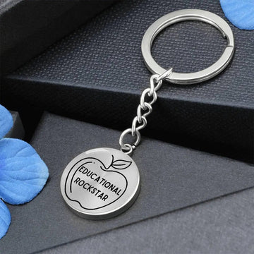 AnchorFinds.com Accessories Silver / No Educational Rockstar Keychain: Celebrate the Champions of Learning
