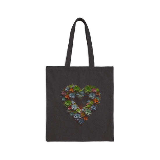 AnchorFinds.com Bags Black / 15" x 16" Heart Succulent Cotton Canvas Tote Bag: Stylish Durability for Everyday Use