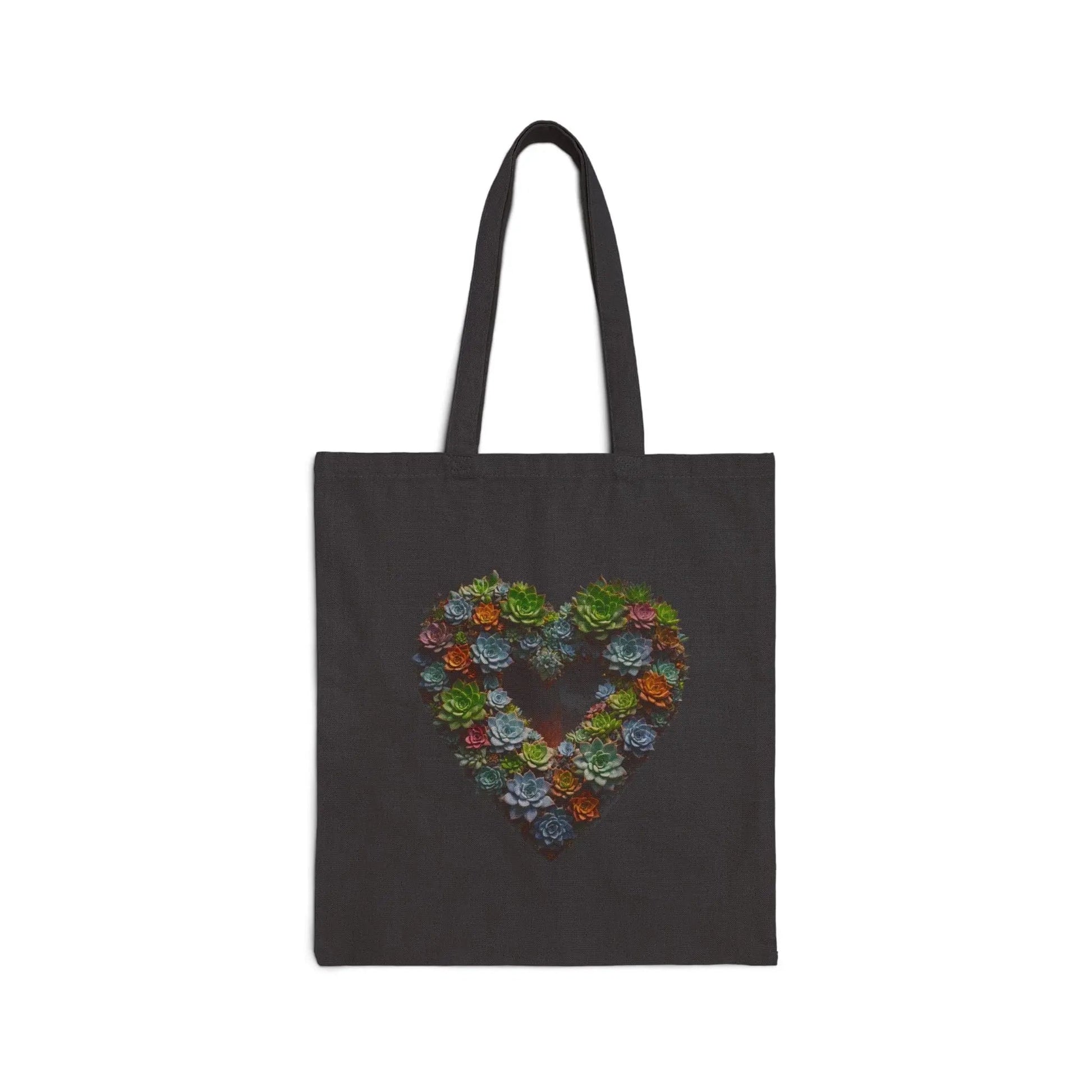 AnchorFinds.com Bags Black / 15" x 16" Heart Succulent Cotton Canvas Tote Bag: Stylish Durability for Everyday Use