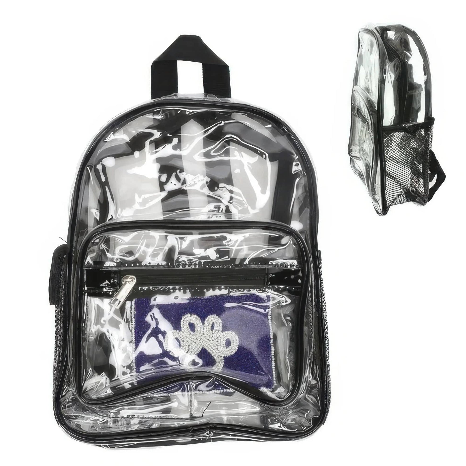 AnchorFinds.com Bags Black.Bk Clear Transparent Stadium Approved Backpack