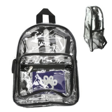 AnchorFinds.com Bags Black.Bk Clear Transparent Stadium Approved Backpack