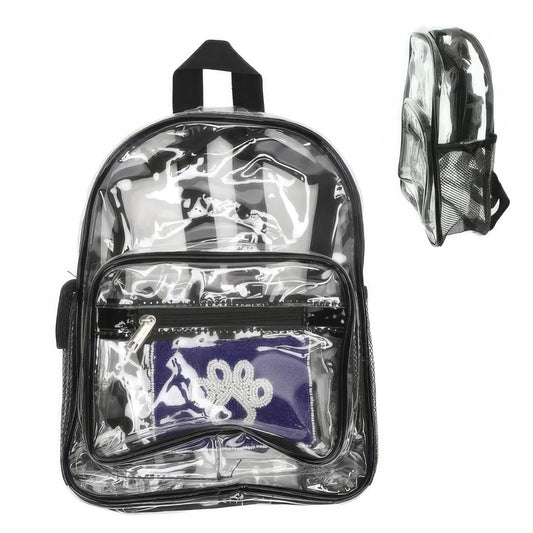 AnchorFinds.com Bags Black.Bk Clear Transparent Stadium Approved Backpack