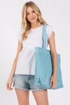 AnchorFinds.com Bags Blue Solid Crochet Straw Bag