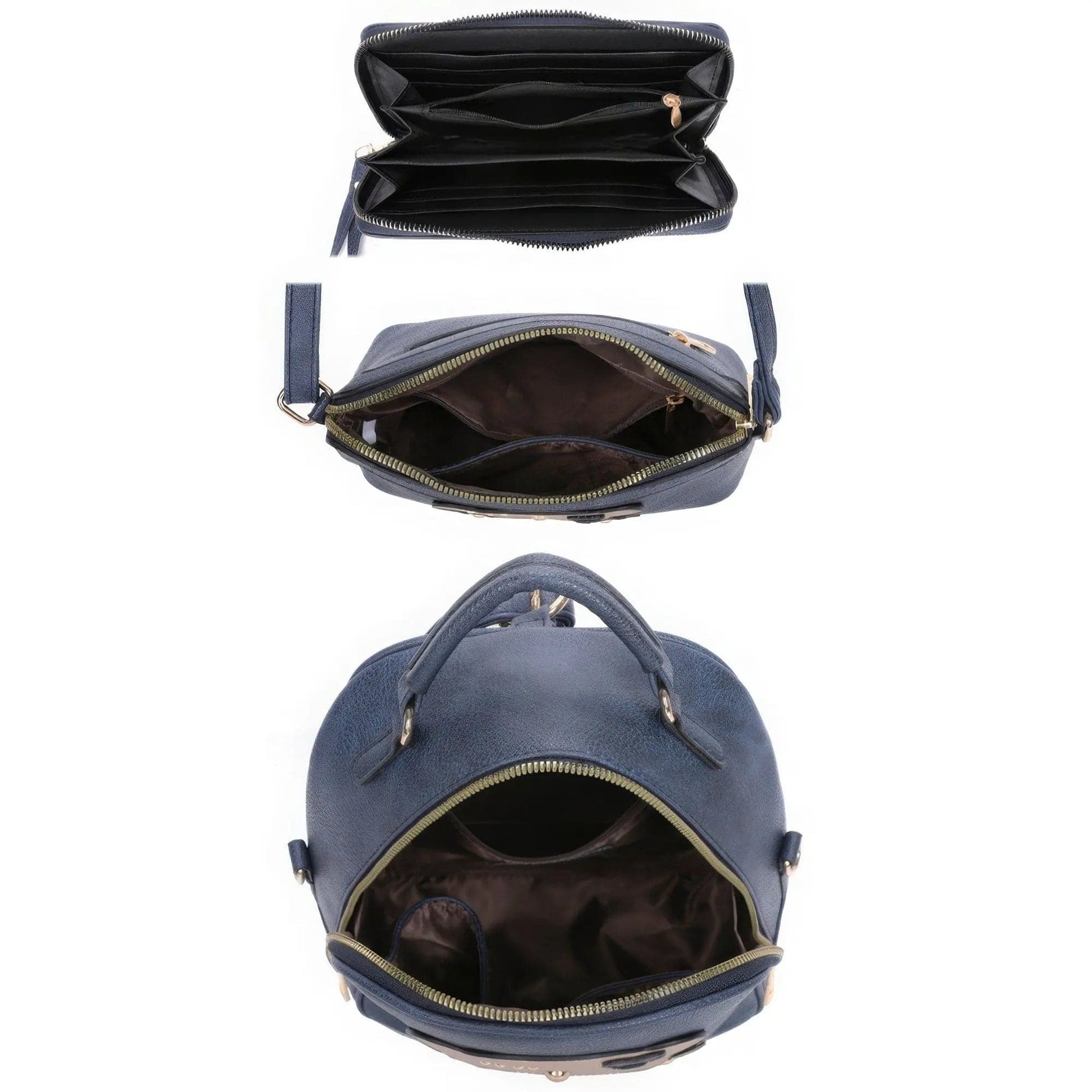 AnchorFinds.com Bags Gold 3in1 Cute Bear Design Handle Backpack W Crossbody And Wallet Set