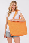 AnchorFinds.com Bags Orange Solid Crochet Straw Bag