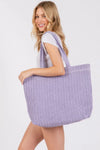 AnchorFinds.com Bags Purple Solid Crochet Straw Bag