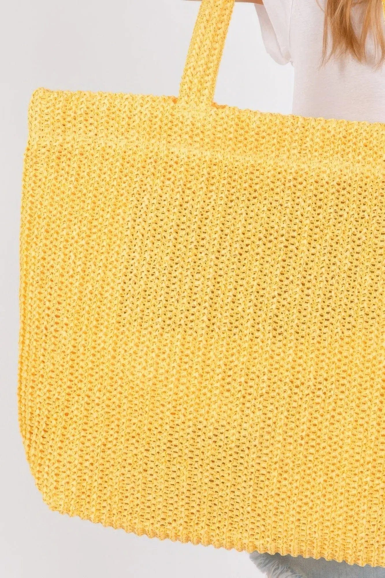 AnchorFinds.com Bags Solid Crochet Straw Bag