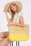 AnchorFinds.com Bags Yellow Color Sewn Rope Beach Letter And Strap Crochet Fabric Tote Bag