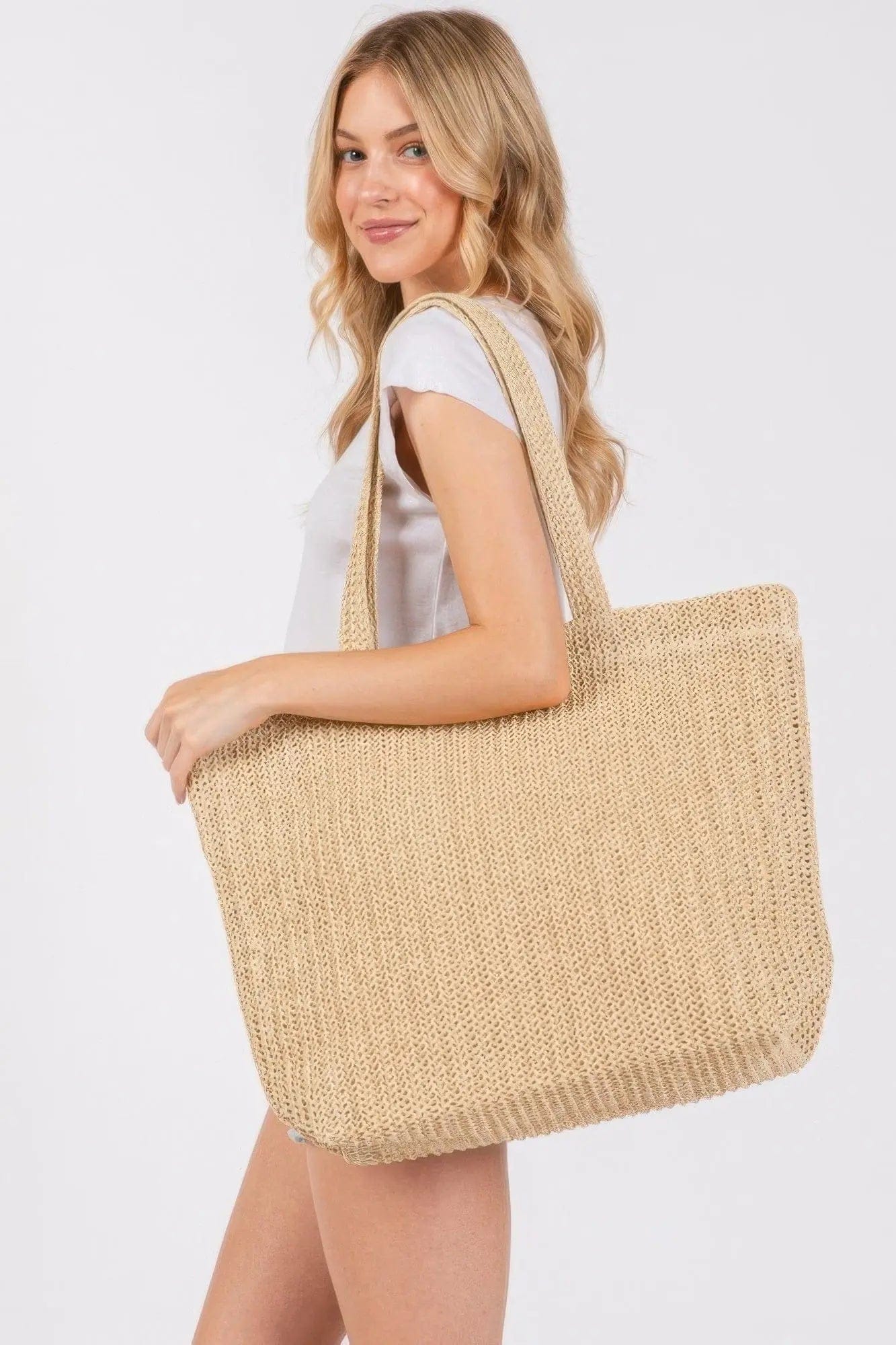 AnchorFinds.com Bags Yellow Solid Crochet Straw Bag