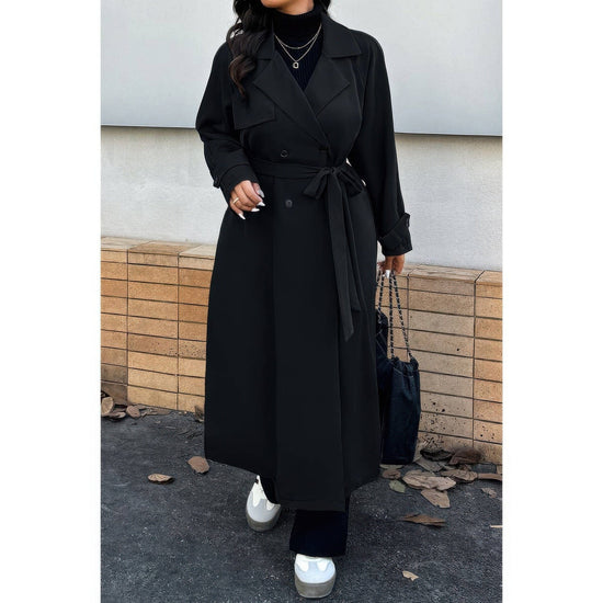 AnchorFinds.com Black / S Plus Stand Collar Double Breasted Long Body Coat