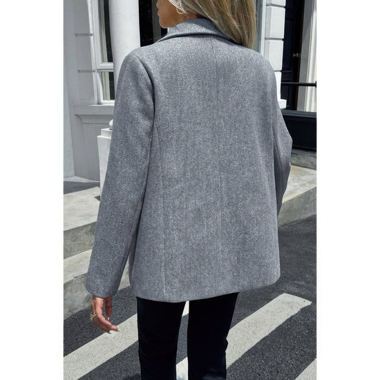 AnchorFinds.com Gray / S Solid Notch Lapel Single Breasted Blazer