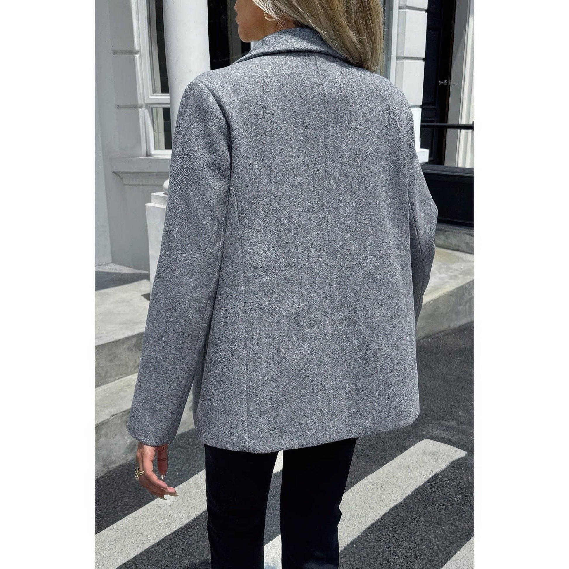 AnchorFinds.com Gray / S Solid Notch Lapel Single Breasted Blazer