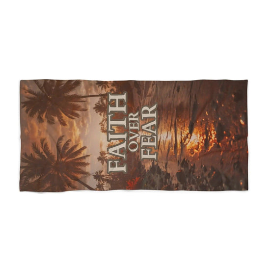 AnchorFinds.com Home Decor 36" × 72" Faith Over Fear Beach Towel: Luxurious Comfort Meets Inspiring Design