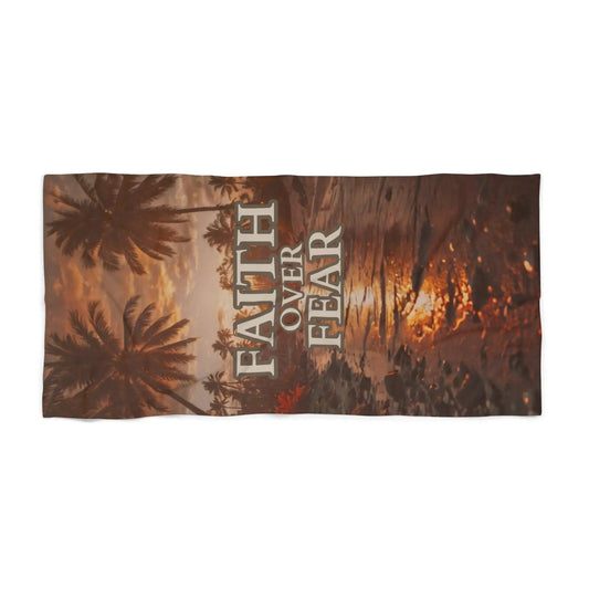 AnchorFinds.com Home Decor 36" × 72" Faith Over Fear Beach Towel: Luxurious Comfort Meets Inspiring Design