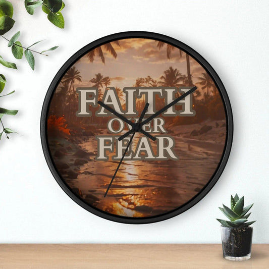 AnchorFinds.com Home Decor Black / Black / 10" Faith Over Fear Wall Clock: Elegant and Inspirational Timepiece