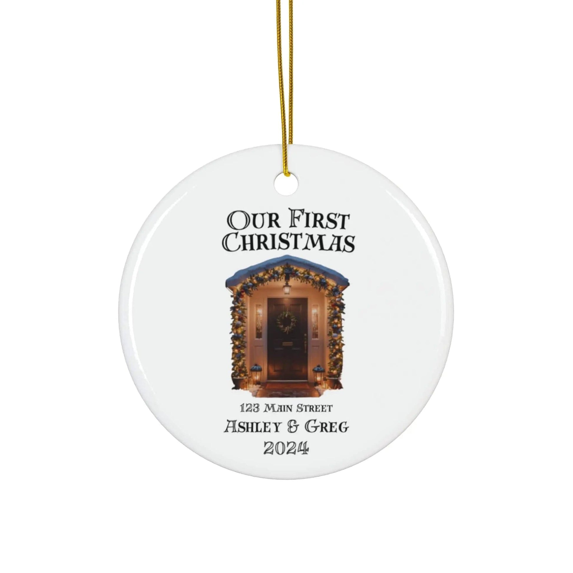 AnchorFinds.com Home Decor Our First Christmas in Our New Home Address Ceramic Ornament