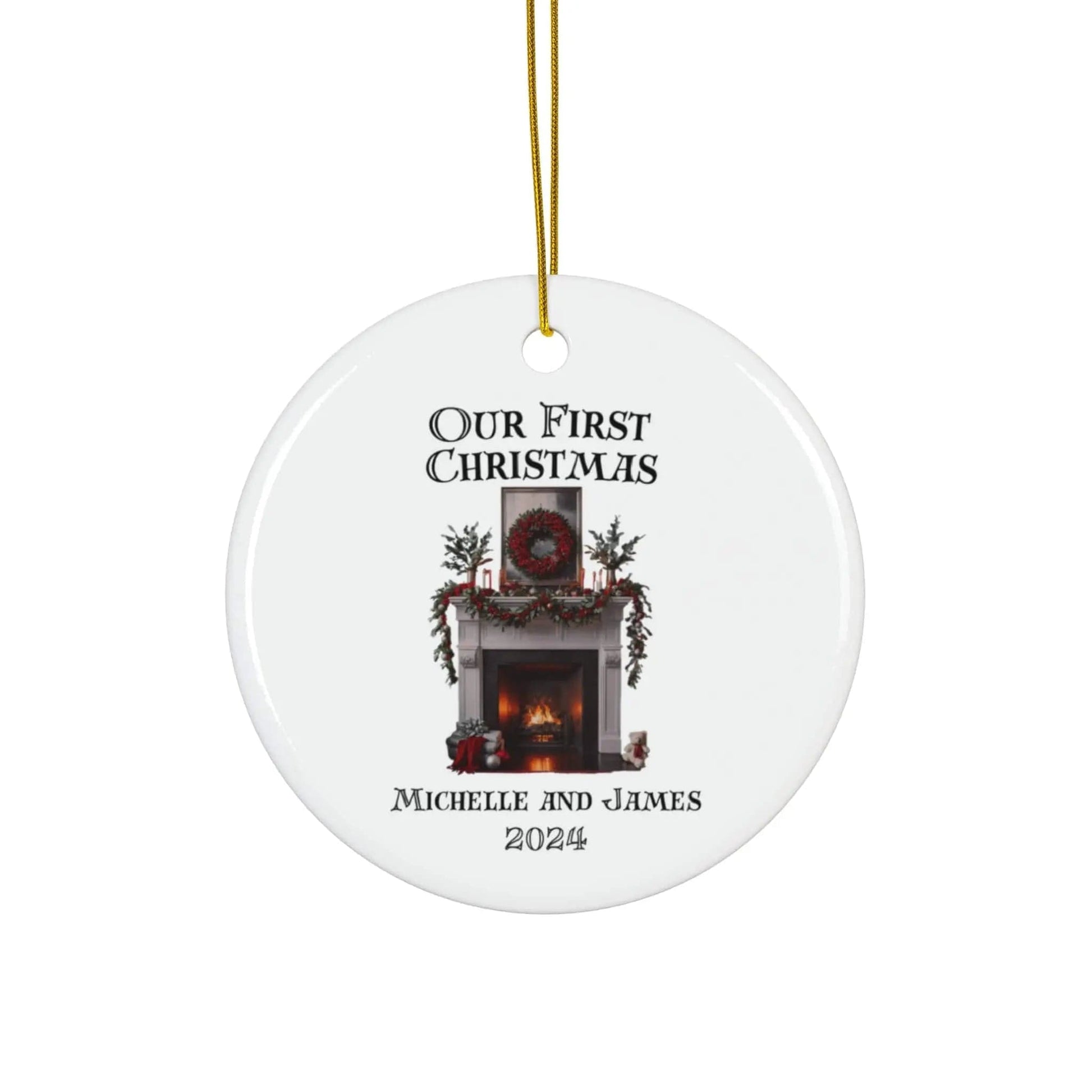 AnchorFinds.com Home Decor Our First Christmas Mantel Ceramic Ornament