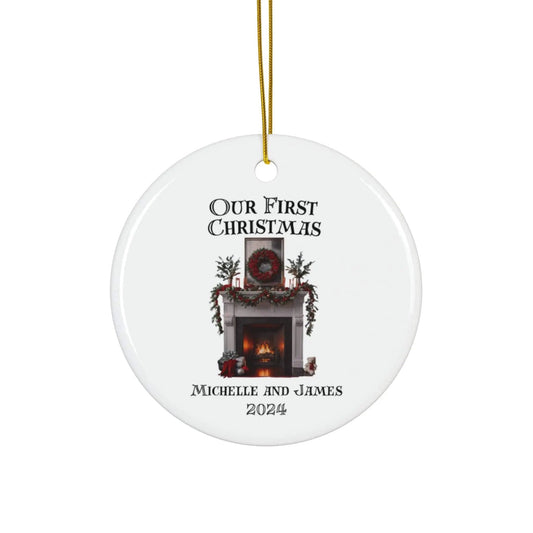 AnchorFinds.com Home Decor Our First Christmas Mantel Ceramic Ornament