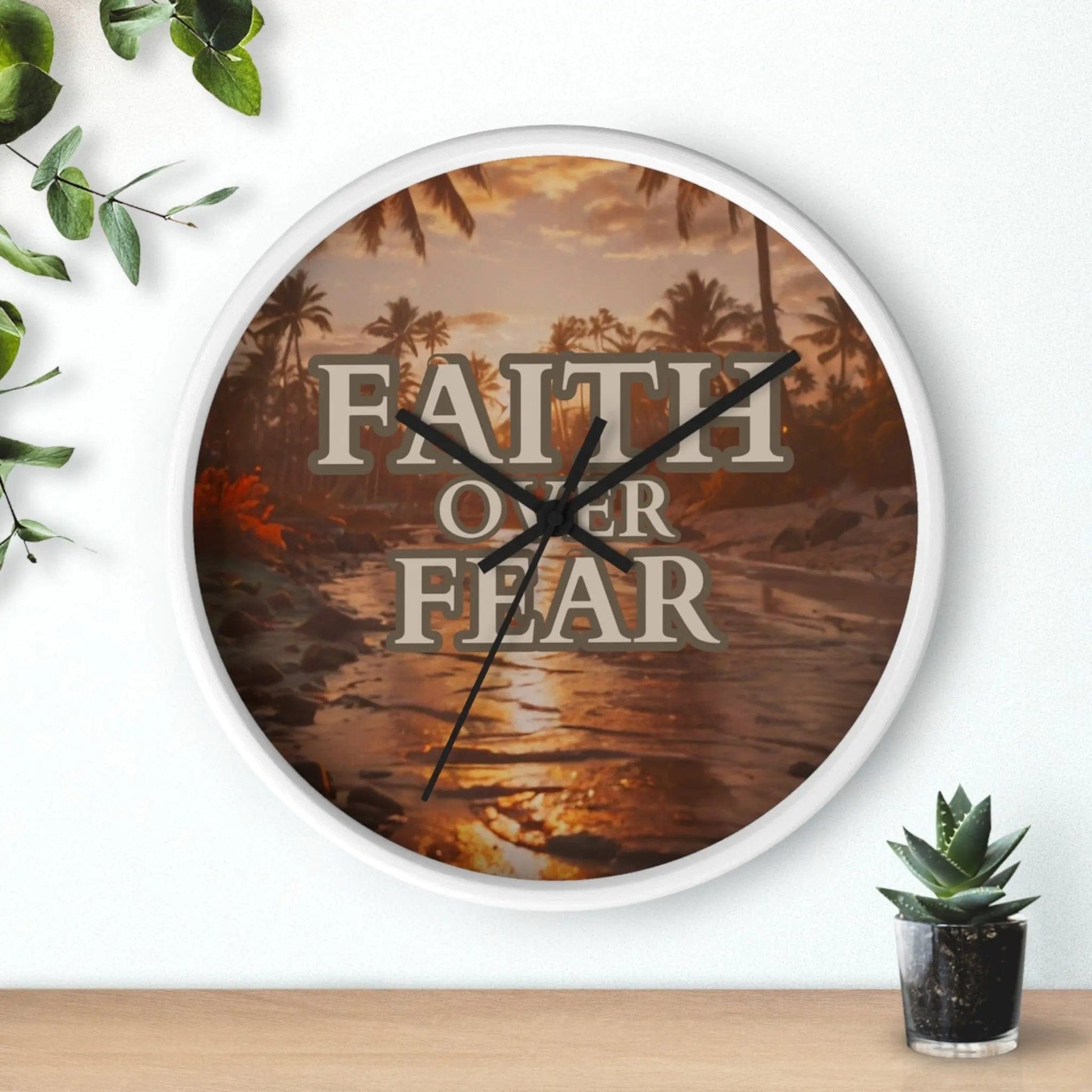 AnchorFinds.com Home Decor White / Black / 10" Faith Over Fear Wall Clock: Elegant and Inspirational Timepiece