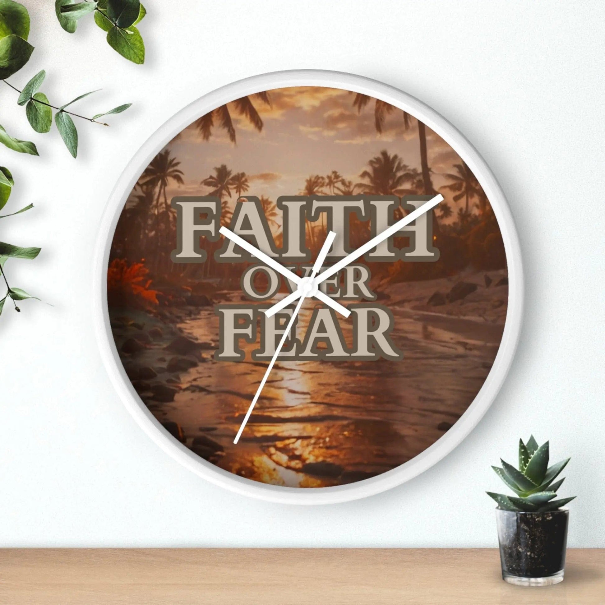 AnchorFinds.com Home Decor White / White / 10" Faith Over Fear Wall Clock: Elegant and Inspirational Timepiece