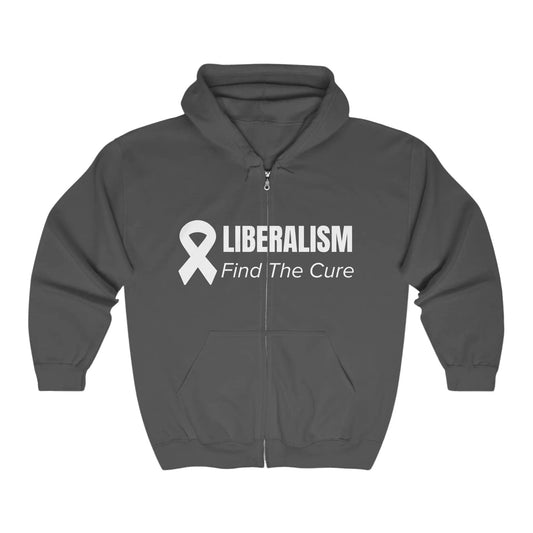 AnchorFinds.com Hoodie Dark Heather / S Liberalism: Find the Cure Unisex Heavy Blend™ Full Zip Hooded Sweatshirt
