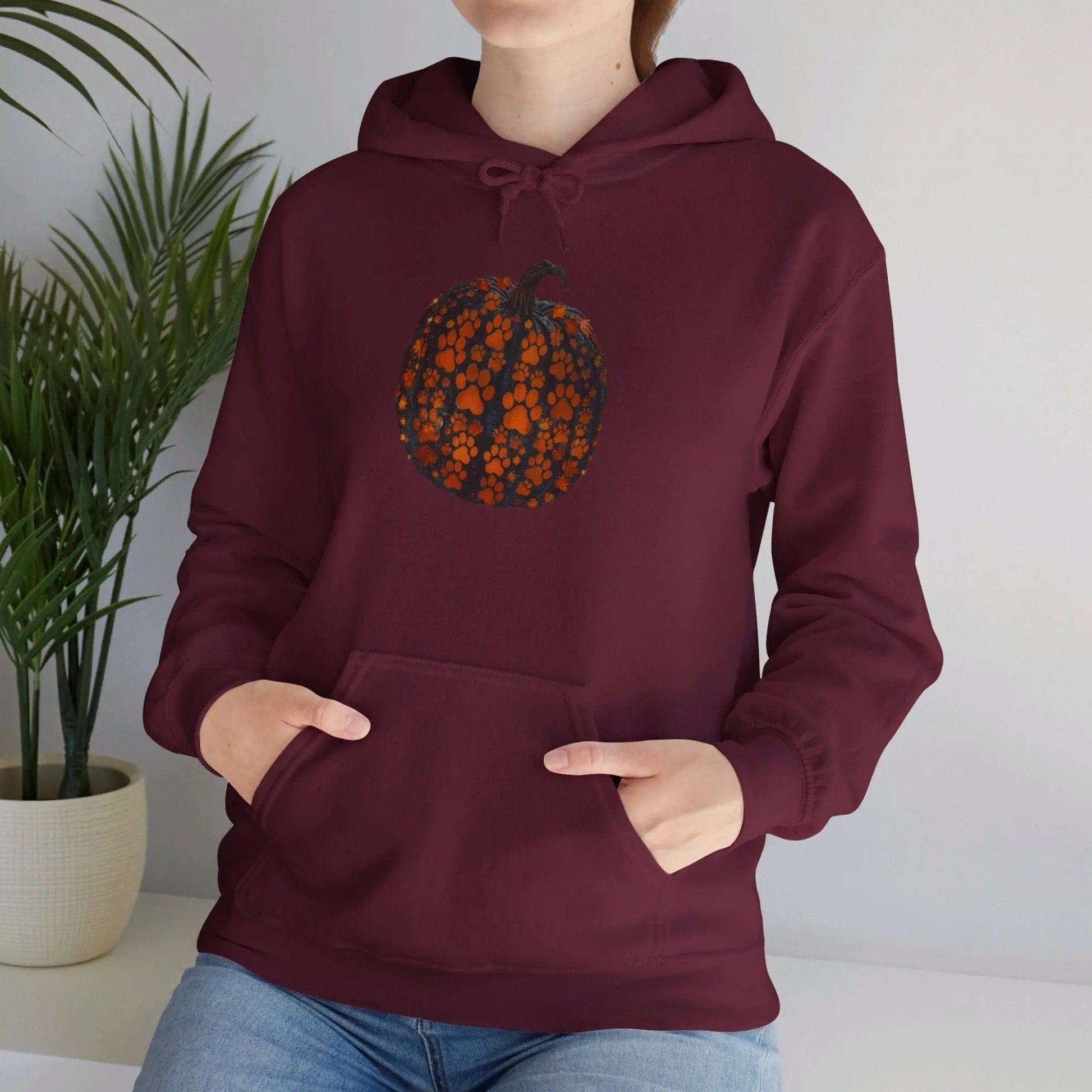 AnchorFinds.com Hoodie Maroon / S Dog Paw Pumpkin Unisex Heavy Blend™ Hooded Sweatshirt