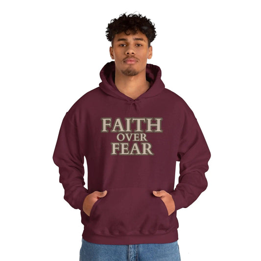 AnchorFinds.com Hoodie Maroon / S Faith Over Fear Unisex Heavy Blend™ Hooded Sweatshirt