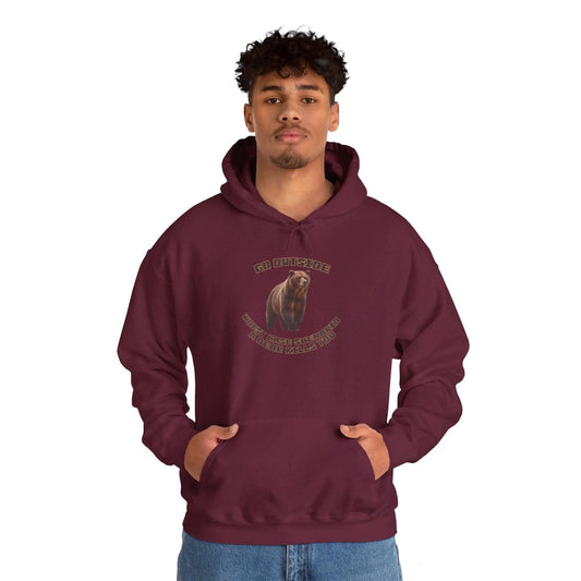 AnchorFinds.com Hoodie Maroon / S Go Outside Worst Case Scenario a Bear Kills You Unisex Heavy Blend™ Hooded Sweatshirt