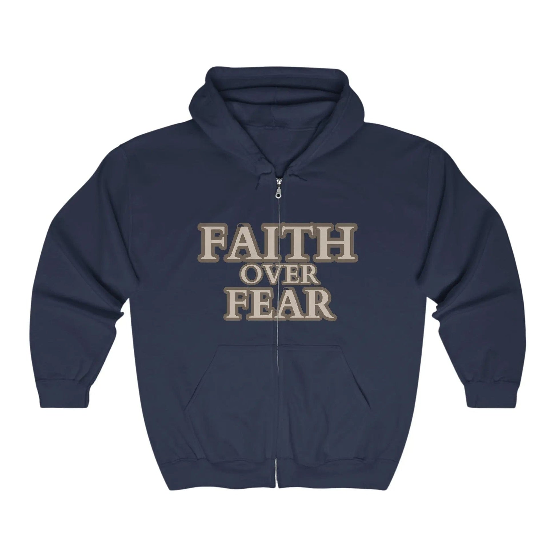 AnchorFinds.com Hoodie Navy / S Faith Over Fear Unisex Heavy Blend™ Full Zip Hooded Sweatshirt
