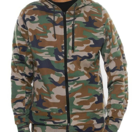 AnchorFinds.com Jackets Camo Green / S Solid Heathered Zip-Up Jacket