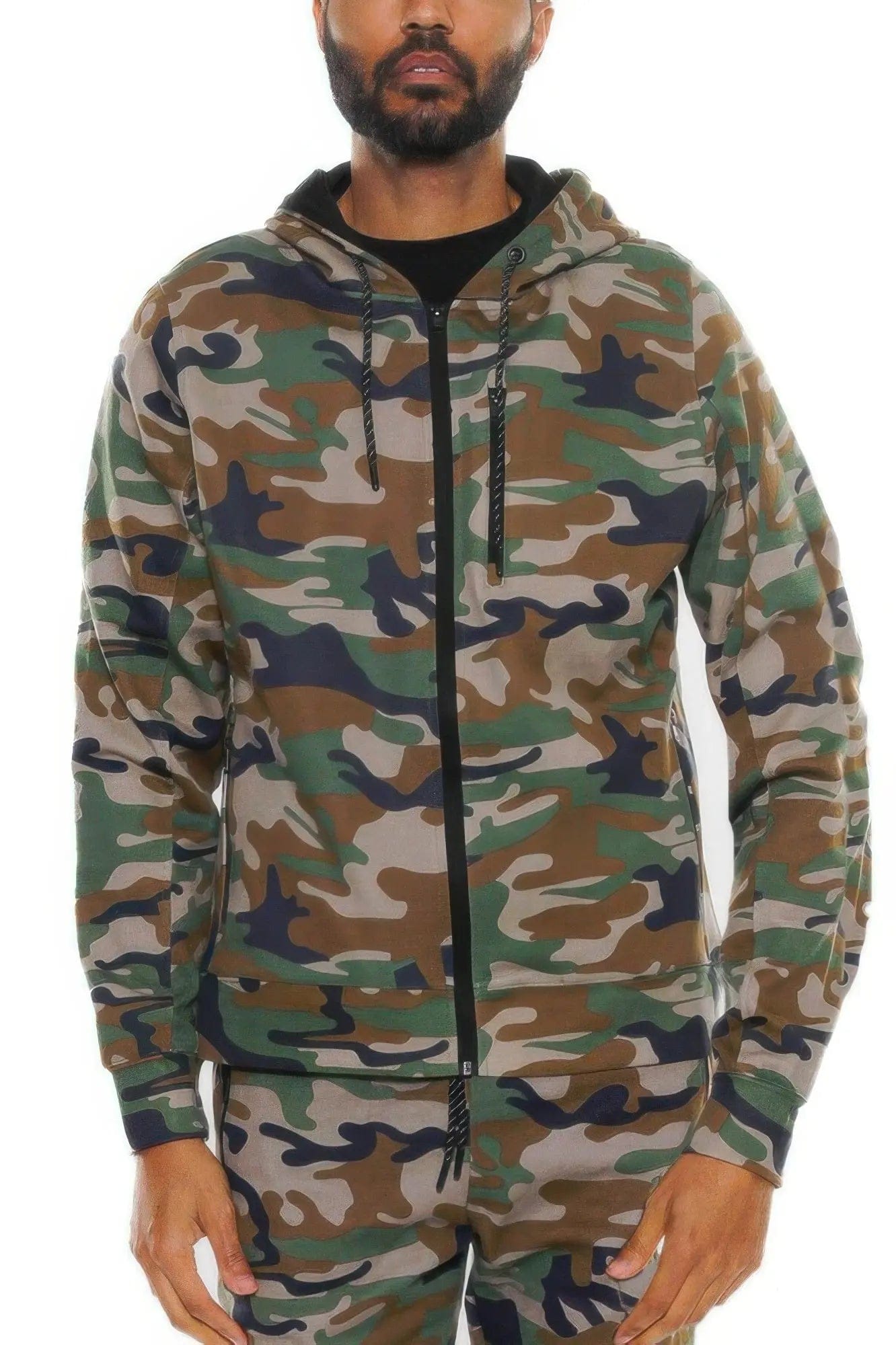 AnchorFinds.com Jackets Camo Green / S Solid Heathered Zip-Up Jacket