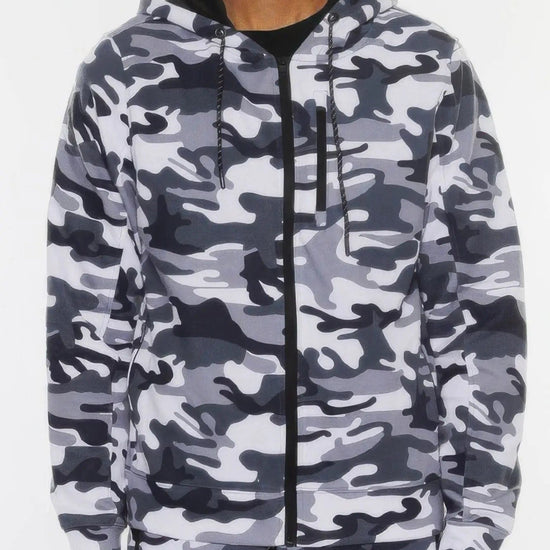 AnchorFinds.com Jackets Camo Grey / S Solid Heathered Zip-Up Jacket