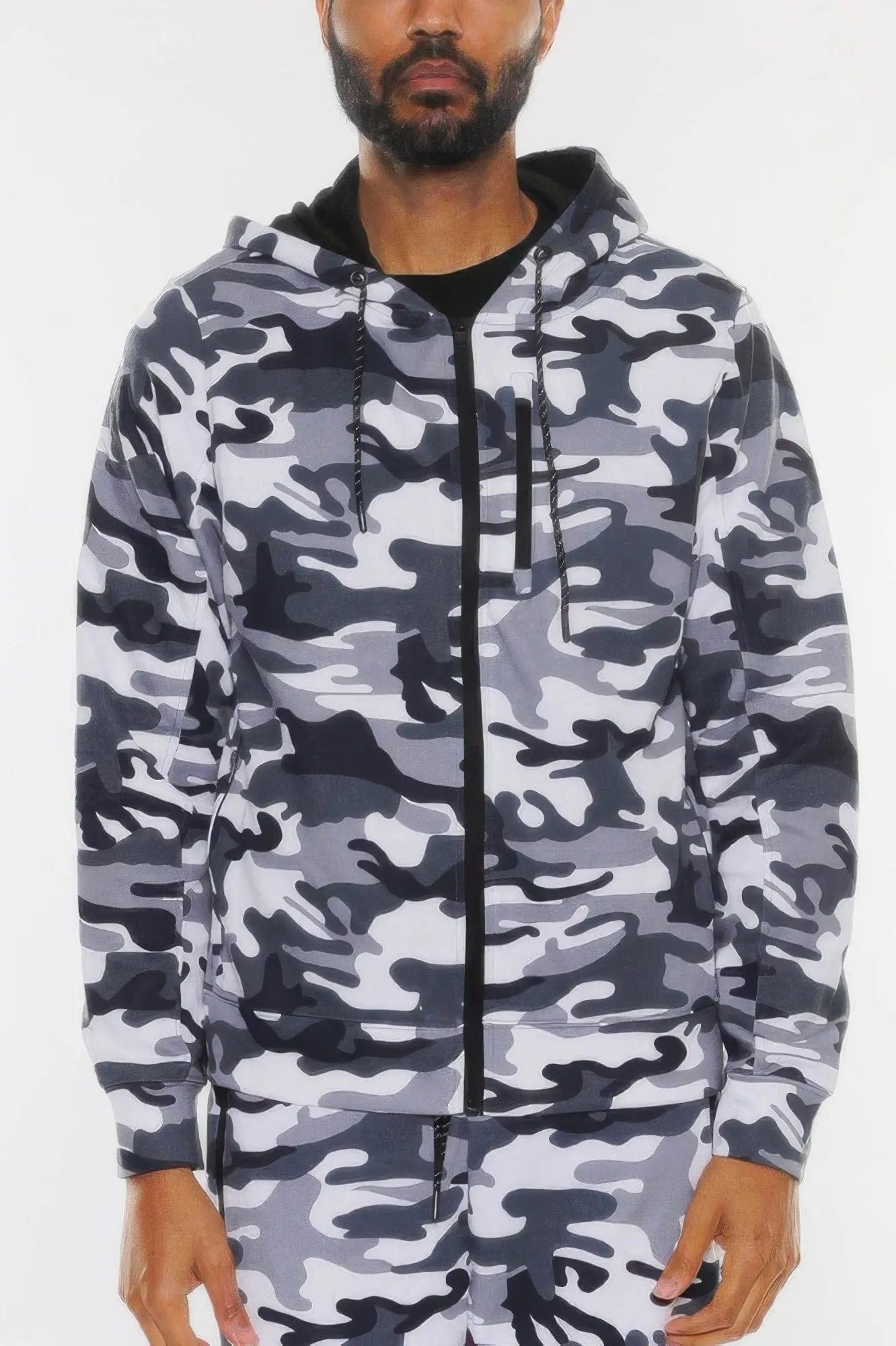 AnchorFinds.com Jackets Camo Grey / S Solid Heathered Zip-Up Jacket