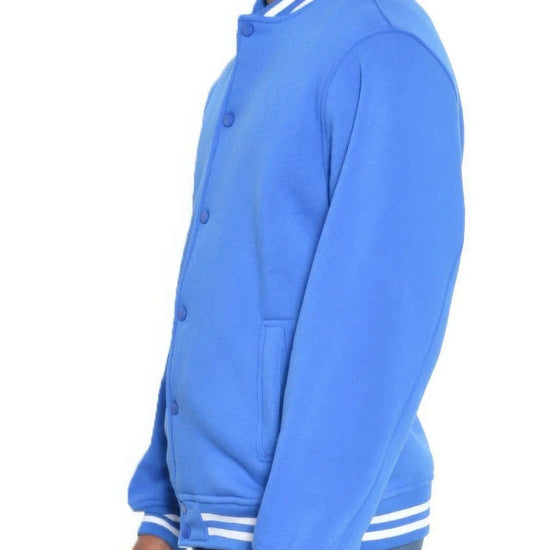 AnchorFinds.com Jackets Men's Fleece Snap Button Varsity Jacket-Royal