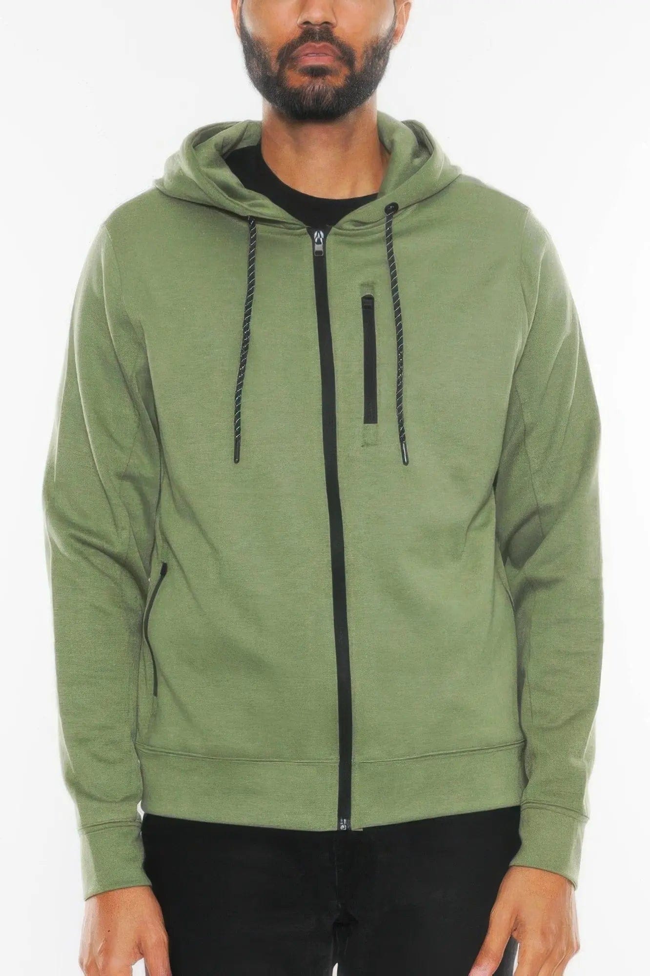 AnchorFinds.com Jackets Olive / S Solid Heathered Zip-Up Jacket