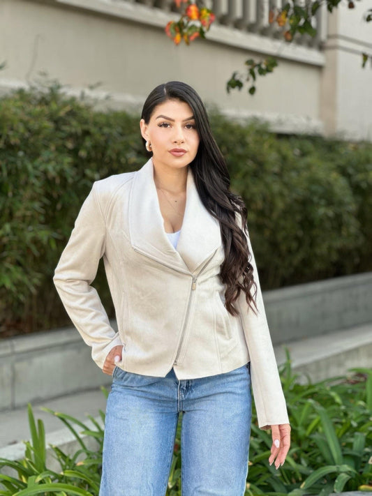 AnchorFinds.com Jackets S Suede Women's Biker Zip Up Jacket With Pockets