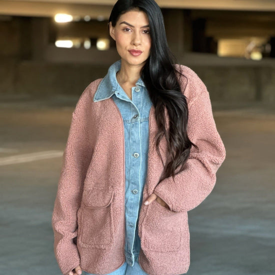 AnchorFinds.com Jackets S Teddy Fleece & Denim Jacket With Square Pockets