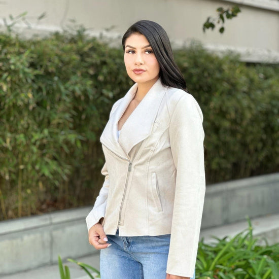 AnchorFinds.com Jackets Suede Women's Biker Zip Up Jacket With Pockets