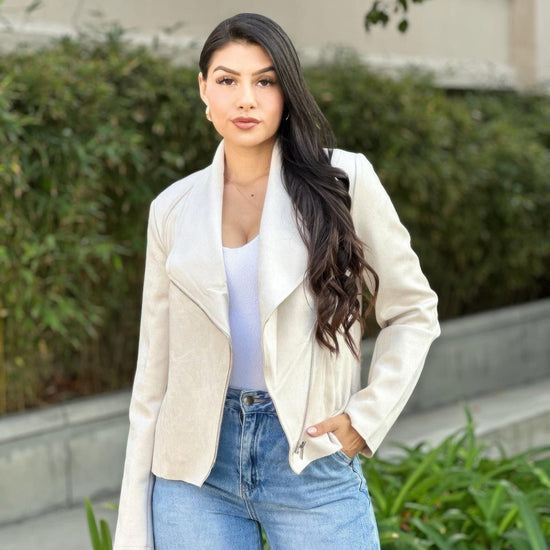 AnchorFinds.com Jackets Suede Women's Biker Zip Up Jacket With Pockets